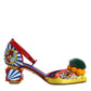 Multicolor Carretto Crystal Fur Sandals Shoes