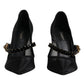 Black Mesh Mary Jane Crystal Heel Pump Shoes