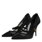 Black Mesh Mary Jane Crystal Heel Pump Shoes