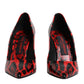 Red Leopard Leather Stiletto High Heels Pumps Shoes