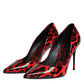 Red Leopard Leather Stiletto High Heels Pumps Shoes