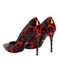 Red Leopard Leather Stiletto High Heels Pumps Shoes