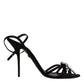 Black Leather Crystal Heels Sandals Shoes