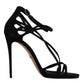 Black Suede Ankle Strap Heels Sandals Shoes