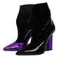 Purple Black Pointed Ankle Boots Shoes