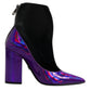 Purple Black Pointed Ankle Boots Shoes