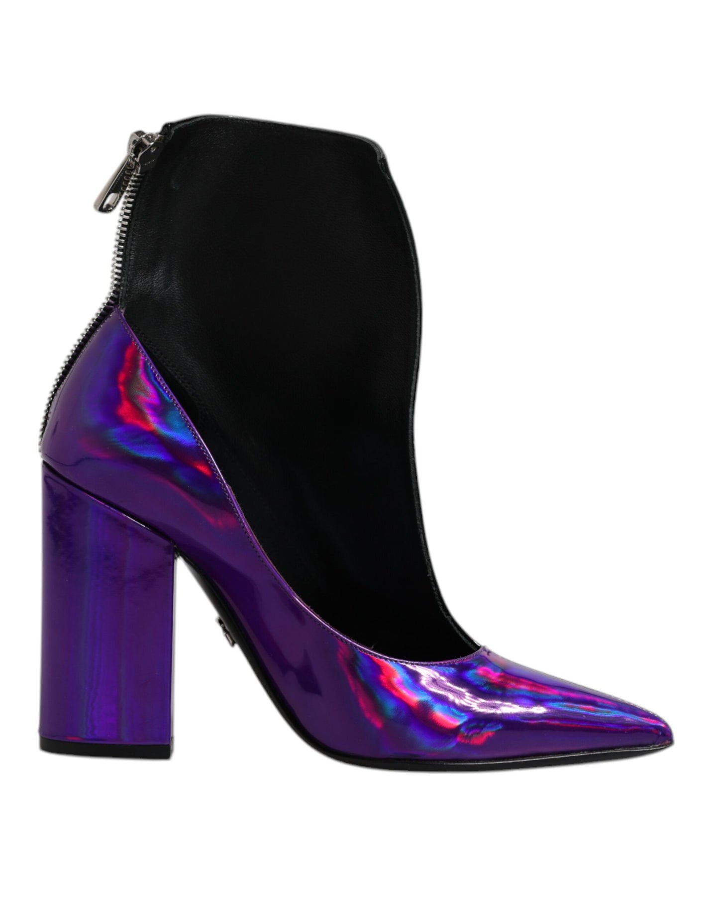 Purple Black Pointed Ankle Boots Shoes