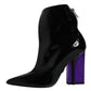 Purple Black Pointed Ankle Boots Shoes