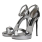 Silver KEIRA Heels Ankle Strap Sandals Shoes