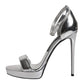 Silver KEIRA Heels Ankle Strap Sandals Shoes