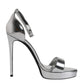 Silver KEIRA Heels Ankle Strap Sandals Shoes