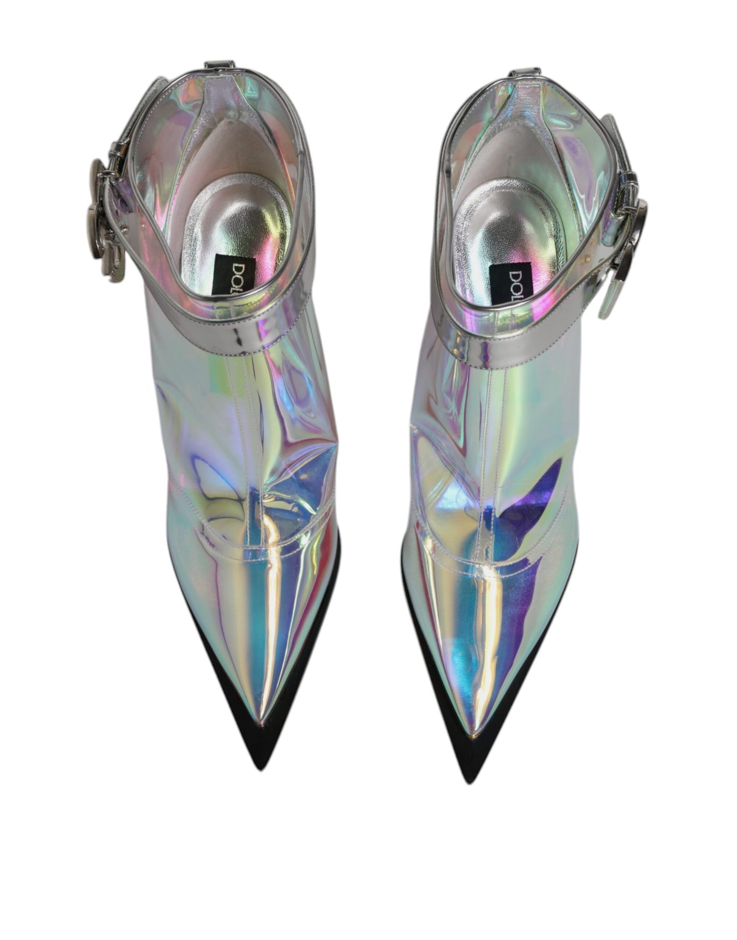 Shoes Silver Iridescent Pointed Short Boots