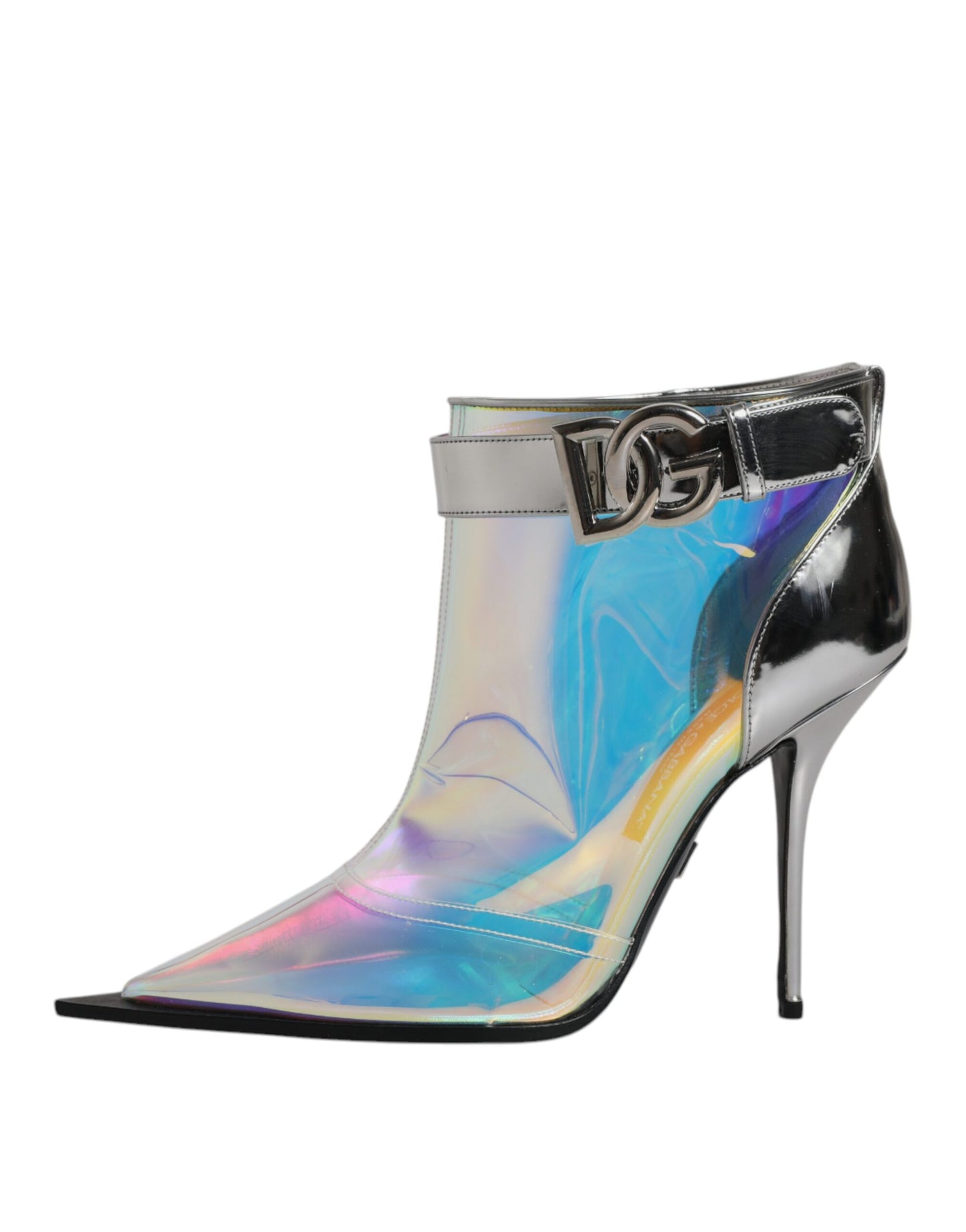 Shoes Silver Iridescent Pointed Short Boots