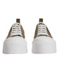 Brown White Canvas Logo Low Top Sneakers Shoes