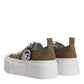 Brown White Canvas Logo Low Top Sneakers Shoes