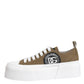 Brown White Canvas Logo Low Top Sneakers Shoes