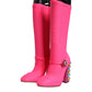 Pink Nylon Crystal Vally High Boots Shoes