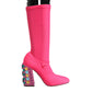 Pink Nylon Crystal Vally High Boots Shoes