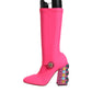 Pink Nylon Crystal Vally High Boots Shoes