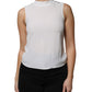 White Mock Neckline Sleeveless Tank Blouse Top