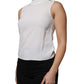 White Mock Neckline Sleeveless Tank Blouse Top