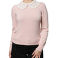 Pink Cashmere Collar Knitted Long Sleeves Top