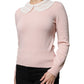 Pink Cashmere Collar Knitted Long Sleeves Top