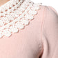 Pink Cashmere Collar Knitted Long Sleeves Top