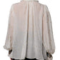 Off White Silk Blend Ascot Collar Blouse Top