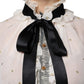 Off White Silk Blend Ascot Collar Blouse Top