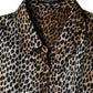 Brown Leopard Print Short Sleeves Blouse Top