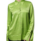 Green Viscose Long Sleeves Collared Blouse Top