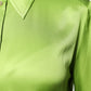 Green Viscose Long Sleeves Collared Blouse Top