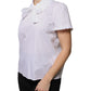 White Cotton Short Sleeves Collared Blouse Top