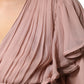 Brown Silk Short Sleeves V-neck Pleated Top