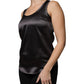 Black Silk Blend Sleeveless Tank Top