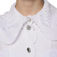 White Cotton Lace Trim Collared Blouse Top