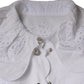 White Cotton Lace Trim Collared Blouse Top