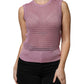 Pink Mesh See Through Sleeveless Tank Top