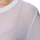 White Mesh See Through Long Sleeves Top