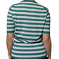 White Green Stripe Leaf Crew Neck T-shirt