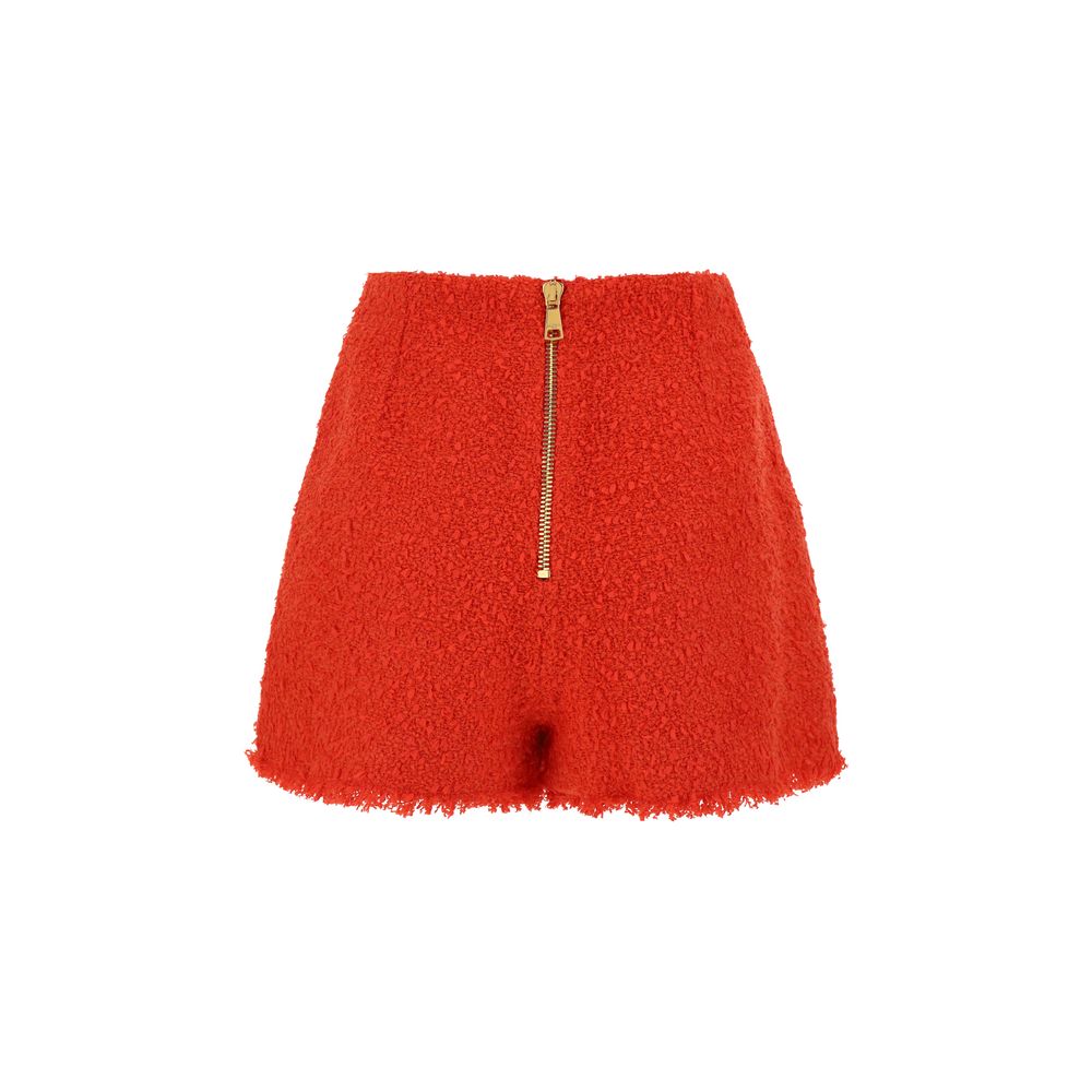 2 Pkts Btn Escargot Belted Tweed Shorts