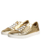 Gold Leather Logo London Men Sneakers Shoes