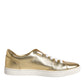 Gold Leather Logo London Men Sneakers Shoes