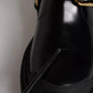 Black Leather Slip On Stretch Trekking Boots Shoes