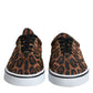 Brown Leopard Logo Print Cotton Sneakers Shoes