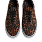 Brown Leopard Logo Print Cotton Sneakers Shoes