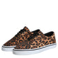 Brown Leopard Logo Print Cotton Sneakers Shoes