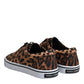 Brown Leopard Logo Print Cotton Sneakers Shoes