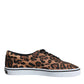 Brown Leopard Logo Print Cotton Sneakers Shoes